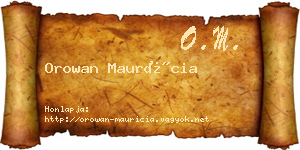 Orowan Maurícia névjegykártya